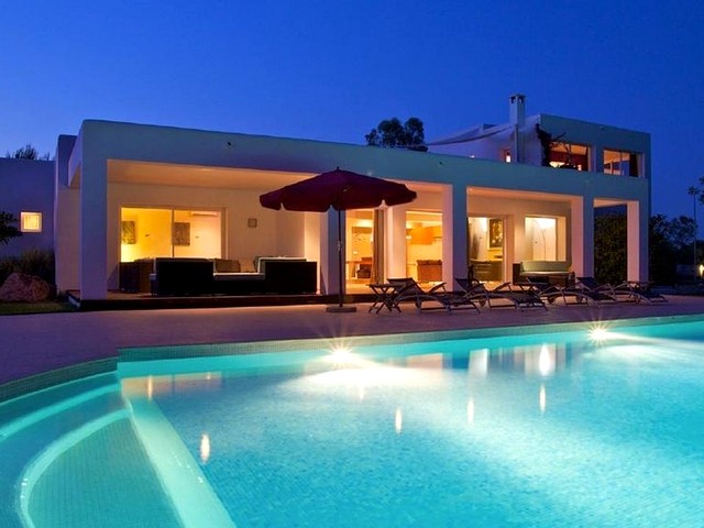 pool by night at private villa