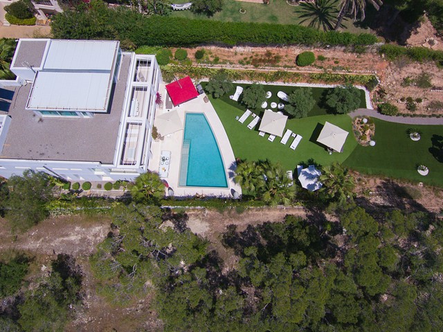 arial view of luxury ibiza villa