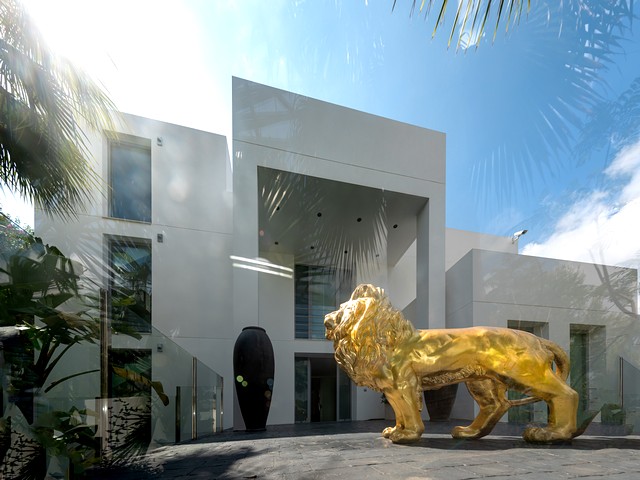 front of an amazing villa in Ibiza