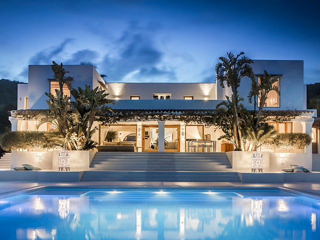 ibiza luxury villa by night