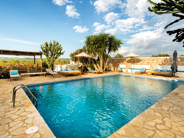 pool area outside ibiza villa